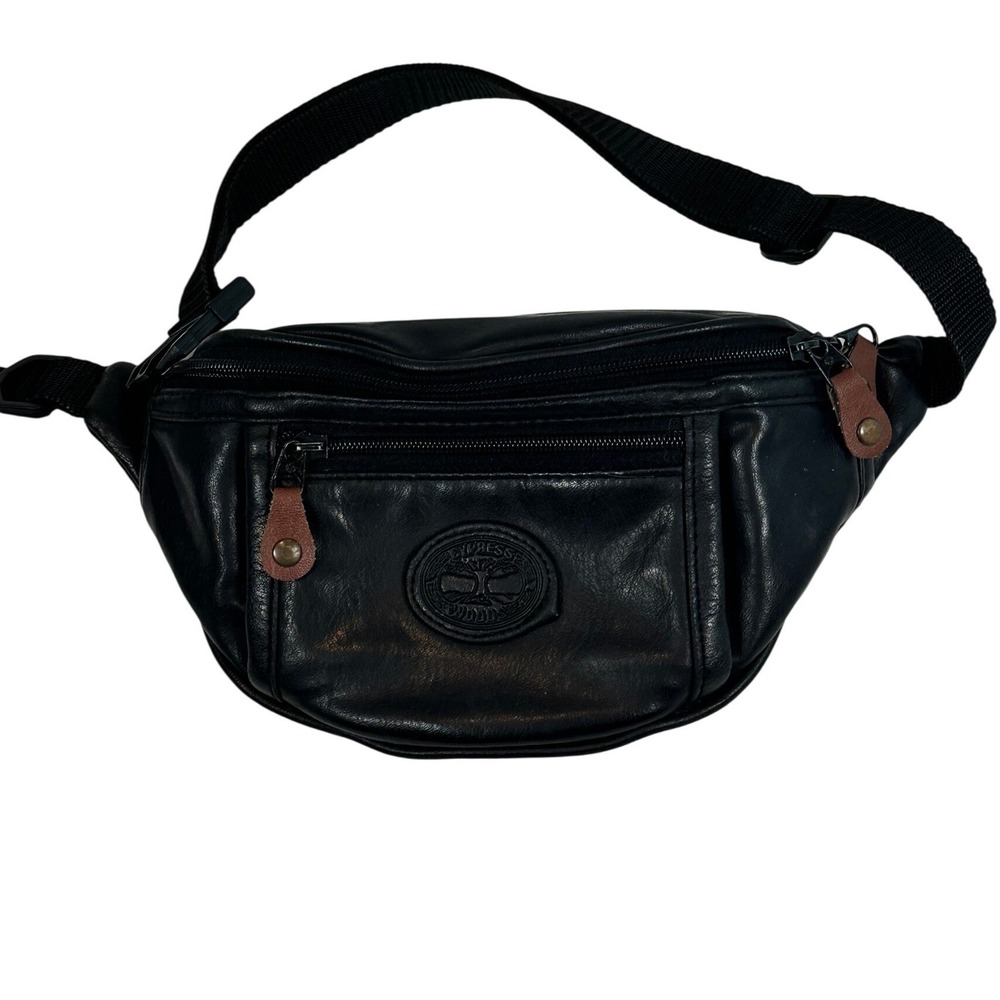 Cypress Woods Vintage 90's Black Faux Leather Fanny Pack Adjustable‎ Waist Bag
